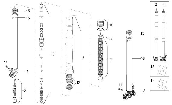 Radaufhängung Vorderradgabel - Aprilia SXV 550ccm 4T LC 2009- ZD4VSS
