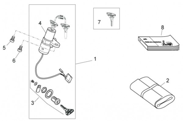 Elektrische Anlage Schloßsatz - Aprilia SX 50ccm 2T LC 2014- ZD4PVG01