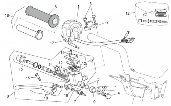 Lenker Schaltungen rechts Grimeca - Aprilia SR 50ccm 2T LC 2012- ZD4VFD00