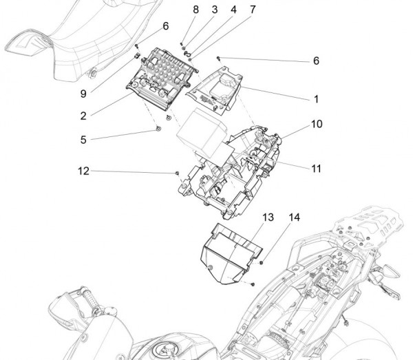 Fahrgestell Sitzunterverkleidung - Aprilia Caponord 1200ccm 4T 8V LC 2016- ZD4VK001