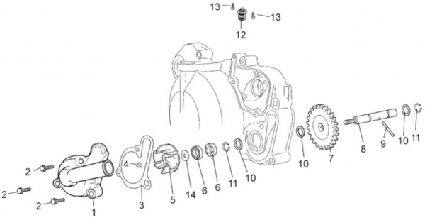 Motor Wasserpumpe - Aprilia SX 50ccm 2T LC 2014- ZD4PV