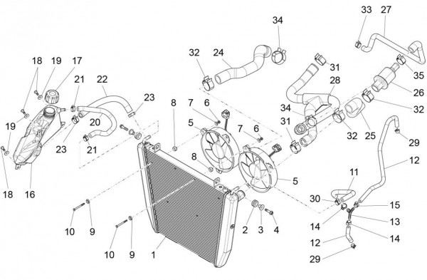 Fahrgestell Kühler - Aprilia Caponord Rally 1200ccm 4T 8V LC 2015- ZD4VKB000