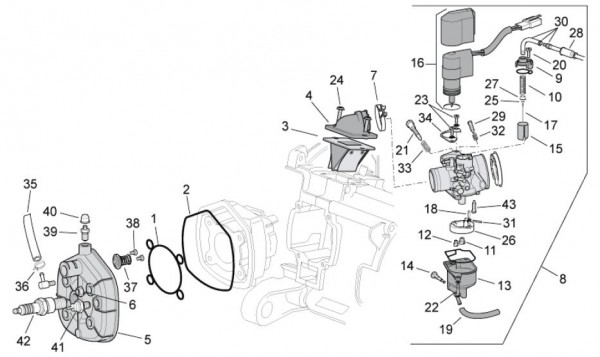Motor Zylinderkopf - Aprilia SR 50ccm 2T LC 2012- ZD4VFD00