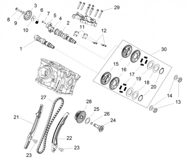 Motor Zylindersteuerung hinten - Aprilia Caponord Rally 1200ccm 4T 8V LC 2015- ZD4VKB001