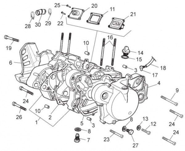 Motor Motor - Aprilia SX 50ccm 2T LC 2012- ZD4PVG01