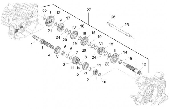 Motor Schaltgetriebe - Aprilia Caponord Rally 1200ccm 4T 8V LC 2016- ZD4VKB00X