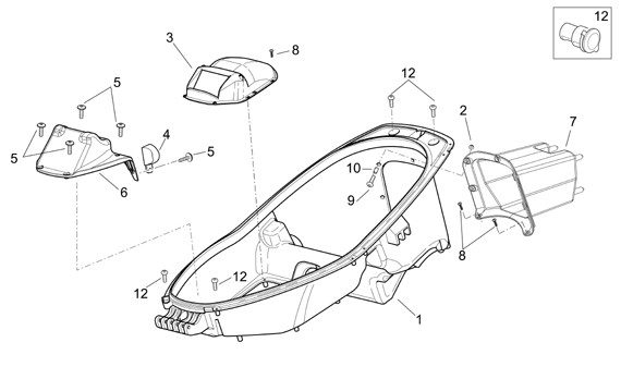 Fahrgestell Helmfach - Aprilia Atlantic 500ccm 4T LC 2010- ZD4VL