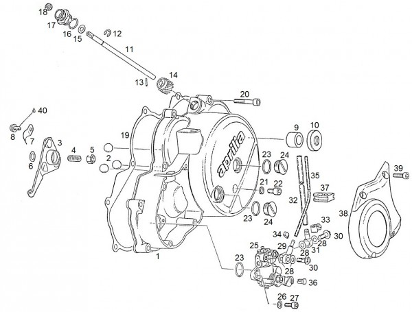 Motor Kupplungsdeckel - Aprilia AF1 125ccm 2T LC 1990- ZD4FM