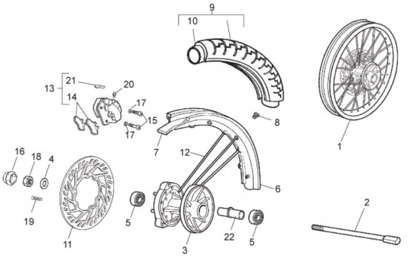 Radaufhängung Vorderrad - Aprilia SX 50ccm 2T LC 2009- ZD4PV