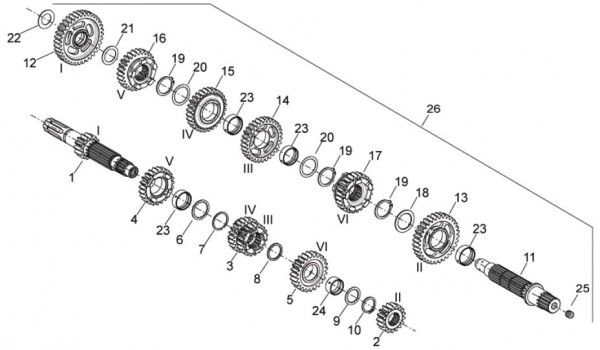 Motor Schaltgetriebe - Aprilia Dorsoduro 750ccm 4T LC 2011- ZD4SM000