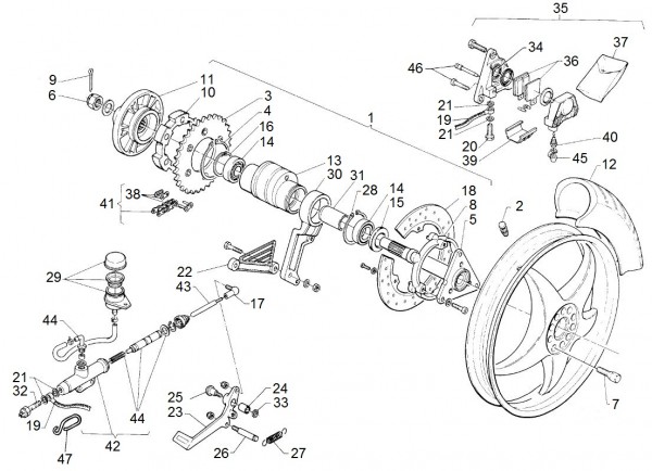 Radaufhängung Hinterrad - Aprilia AF1 125ccm 2T LC 1990- ZD4FM