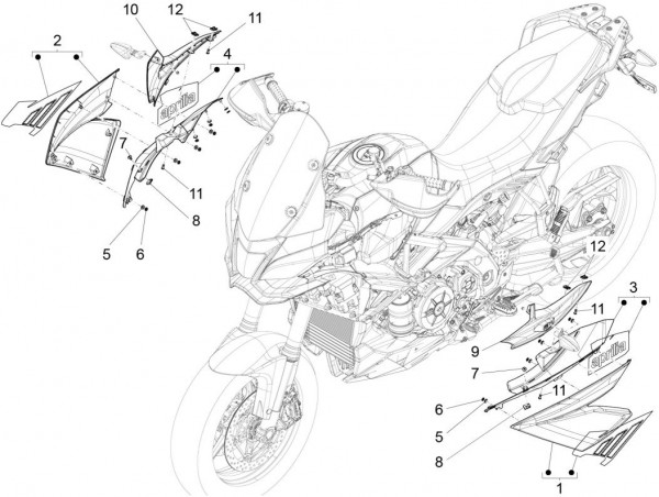 Fahrgestell Kühlerverkleidungen - Aprilia Caponord Rally 1200ccm 4T 8V LC 2015- ZD4VKB003