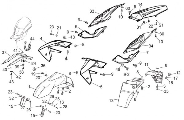 Fahrgestell Verkleidungen - Aprilia SX 50ccm 2T LC 2011- ZD4PVG01