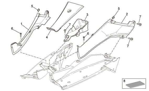 Fahrgestell Fußraumabdeckungen - Aprilia SR 50ccm 2T LC 2010- ZD4VFD00