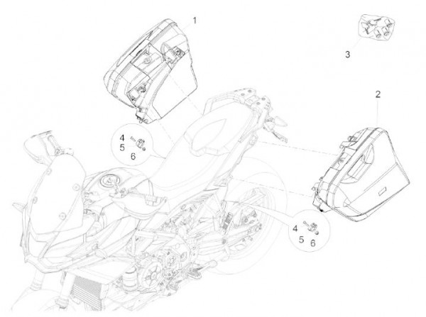 Fahrgestell Seitenkoffer - Aprilia Caponord 1200ccm 4T 8V LC 2013- ZD4VK