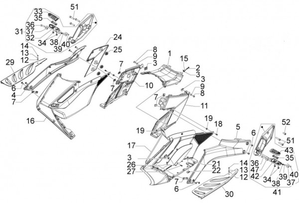 Fahrgestell Fußraumabdeckungen - Aprilia SRV 850ccm 4T 8V LC 2014- ZAPM55103