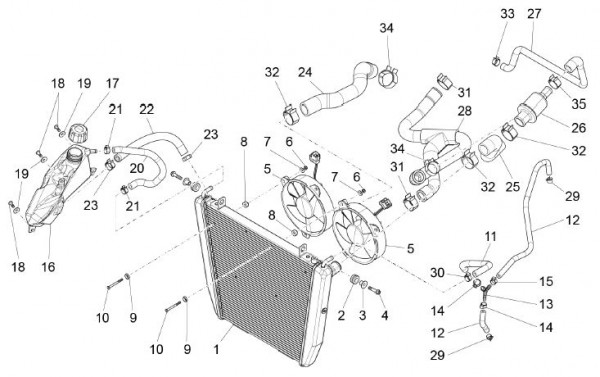 Fahrgestell Kühler - Aprilia Caponord 1200ccm 4T 8V LC 2013- ZD4VK