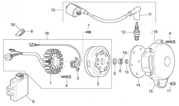Motor Lichtmaschine - Aprilia SX 125ccm 2T LC 2010- ZD4SX000