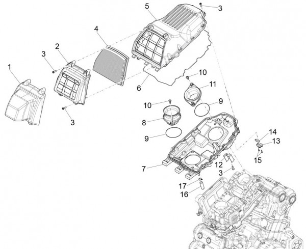 Motor Luftfilter - Aprilia Caponord 1200ccm 4T 8V LC 2016- ZD4VK001