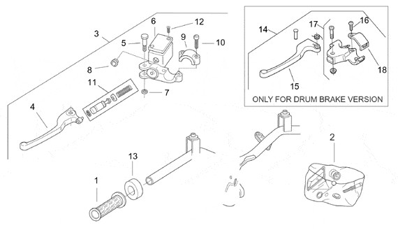 Lenker Schaltungen links - Aprilia SR 50ccm 2T AC 2000- ZD4RLA