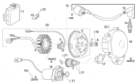 Motor Zündung - Aprilia Tuono 125ccm 2T LC 2004- ZD4SFD