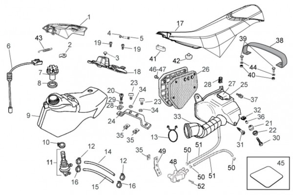 Fahrgestell Benzintank - Aprilia SX 50ccm 2T LC 2016- ZD4SWA00