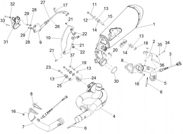 Motor Auspuff - Aprilia Caponord 1200ccm 4T 8V LC 2016- ZD4VKA01