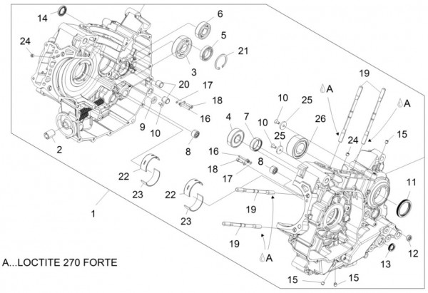 Motor Kurbelgehäuse II - Aprilia Caponord 1200ccm 4T 8V LC 2016- ZD4VKA