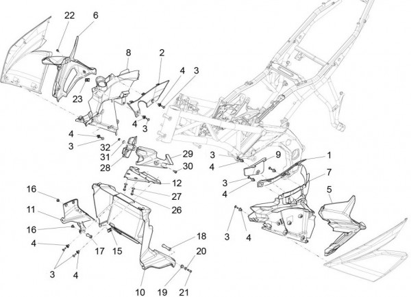 Fahrgestell Verkleidungen vorn - Aprilia Caponord 1200ccm 4T 8V LC 2015- ZD4VKA