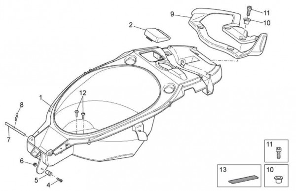 Fahrgestell Helmfach - Aprilia SR 50ccm 2T LC 2009- ZD4VFD00