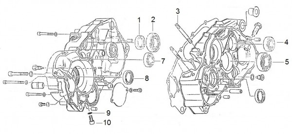 Motor Kurbelgehäuse - Aprilia Tuareg Wind 350ccm 4T AC 1988- Tuareg