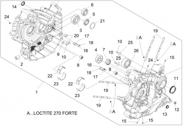 Motor Kurbelgehäuse - Aprilia Caponord 1200ccm 4T 8V LC 2015- ZD4VKA01