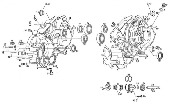 Motor Kurbelgehäuse - Aprilia AF1 125ccm 2T LC 1992- ZD4FM