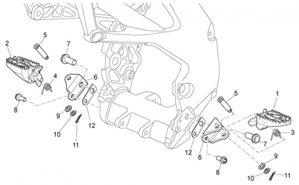 Fahrgestell Fußrasten - Aprilia SXV 550ccm 4T LC 2011- ZD4VSS