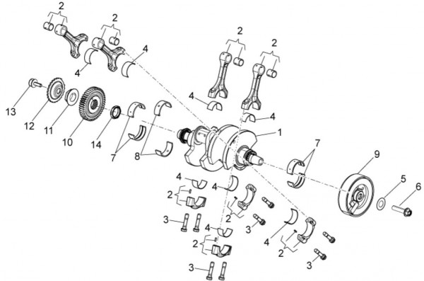 Motor Kurbelwelle - Aprilia Tuono V4 R 1000ccm 4T LC 2014- ZD4TYCA0