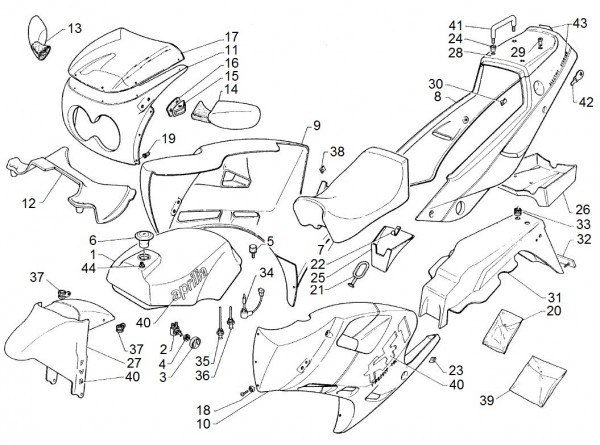 Fahrgestell Verkleidungen - Aprilia AF1 50ccm 2T LC 1988-