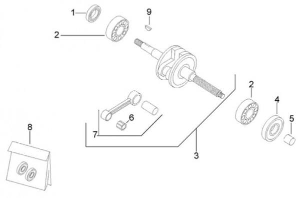 Motor Kurbelwelle - Aprilia SR 50ccm 2T AC 1996- ZD4MR