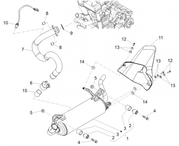 Motor Auspuff - Aprilia Tuono 125ccm 4T 4V LC 2017- ZD4KCA00