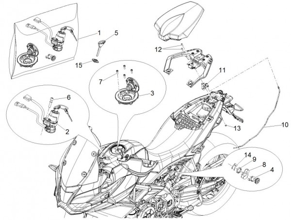 Elektrische Anlage Schloßsatz - Aprilia Caponord Rally 1200ccm 4T 8V LC 2016- ZD4VKB001