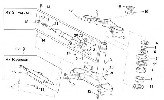 Radaufhängung Gabelbrücke oben - Aprilia Tuono 1000ccm 4T LC 2004- ZD4RPB
