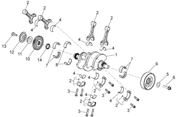 Motor Kurbelwelle - Aprilia Tuono V4 1100ccm 4T LC 2018- ZD4KGA00