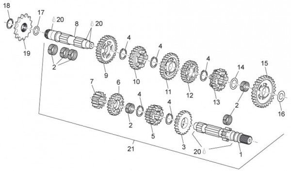 Motor Getriebe - Aprilia SX 125ccm 2T LC 2011- ZD4SXA00