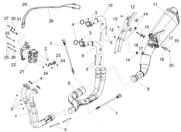 Motor Auspuff - Aprilia Tuono V4 1100ccm 4T LC 2017- ZD4KGA00