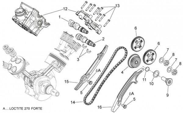 Motor Zylindersteuerung hinten - Aprilia Dorsoduro 750ccm 4T LC 2009- ZD4SMA00