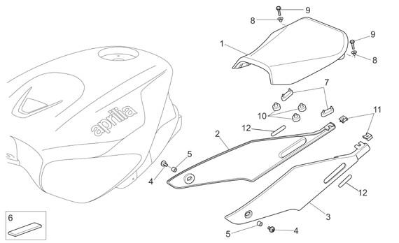 Fahrgestell Sitz - Aprilia Tuono 1000ccm 4T LC 2009- ZD4RR1