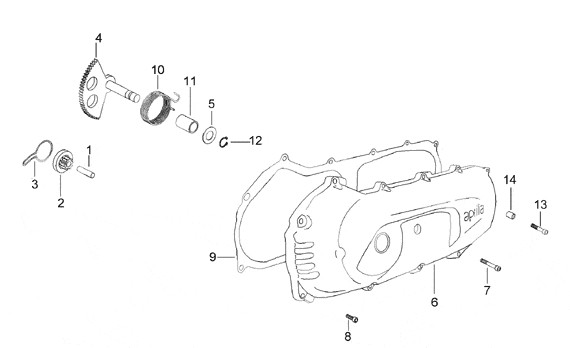 Motor Gehäusedeckel - Aprilia SR 50ccm 2T AC 1999- ZD4LY