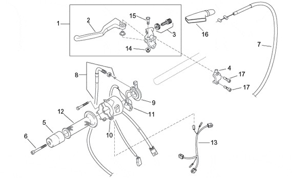 Lenker Schaltungen links - Aprilia Tuono 125ccm 2T LC 2004- ZD4SFD
