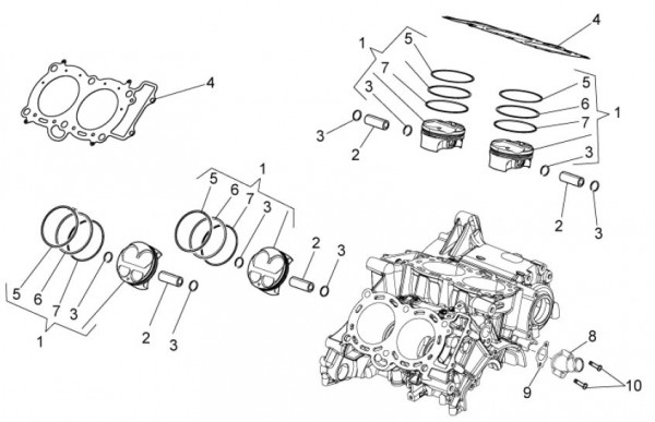 Motor Zylinder - Aprilia Tuono V4 R 1000ccm 4T LC 2011- ZD4TY000