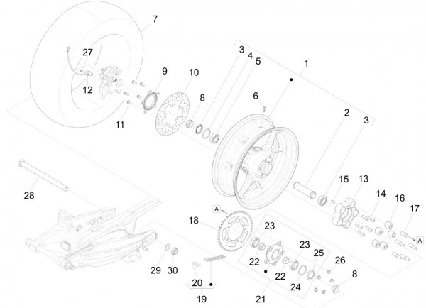 Radaufhängung Hinterrad - Aprilia Caponord 1200ccm 4T 8V LC 2013- ZD4VK