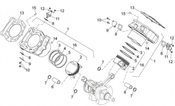 Motor Zylinder - Aprilia Dorsoduro 750ccm 4T LC 2013- ZD4SMA00